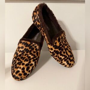 Mave & Chez Classic Loafer Slippers Leopard Pony Hair Calf Hair Size 7 Luxury